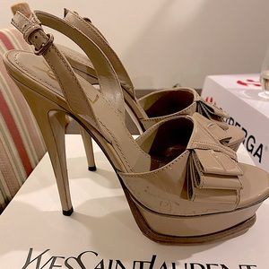 YSL Creme sandals size 38. Platform. Bow great No low Balls Please FOR SALE